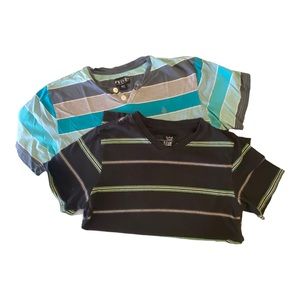 Boys L Skate Soft Cotton Striped Tees - Set of 2